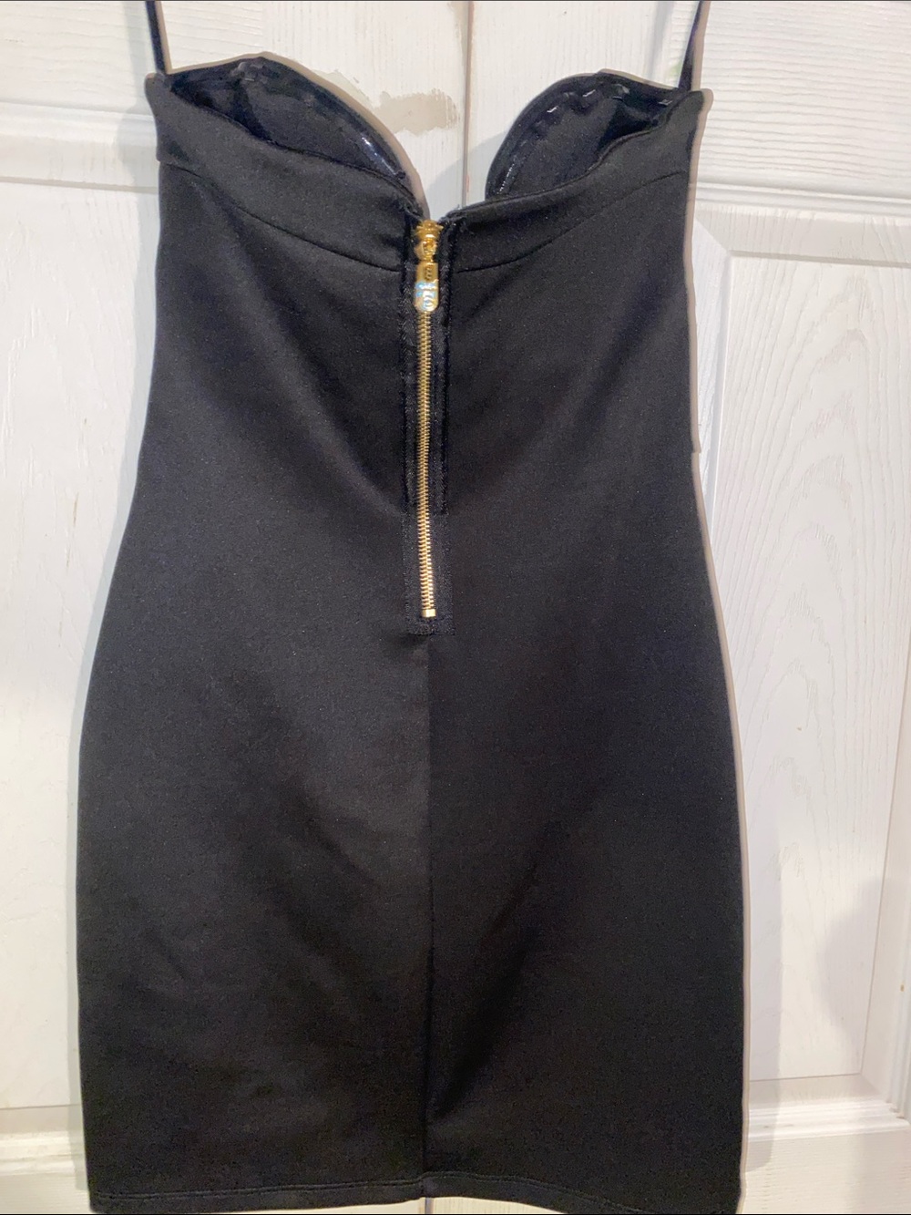 bebe Black Strapless Mini Dress with Front Cutout (50) - Picture 8 of 14